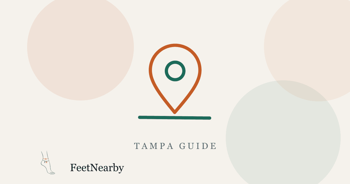 Illustrated card with a line-drawn map pin — Tampa guide — FeetNearby blog
