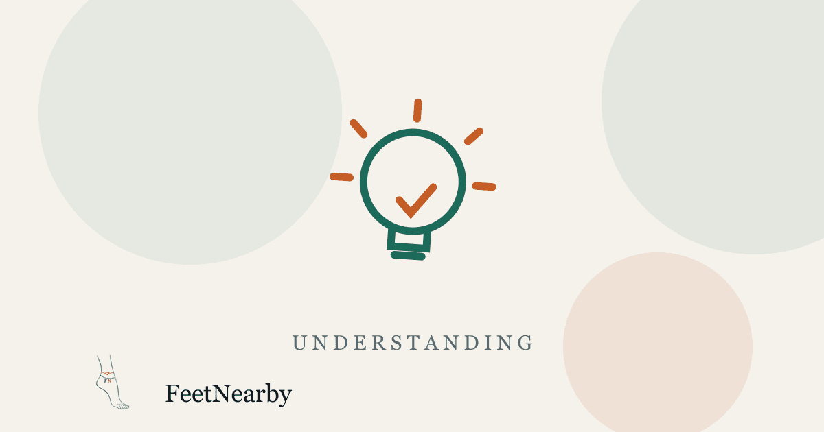 Illustrated card with a line-drawn lightbulb and checkmark in teal and orange — FeetNearby Understanding guide