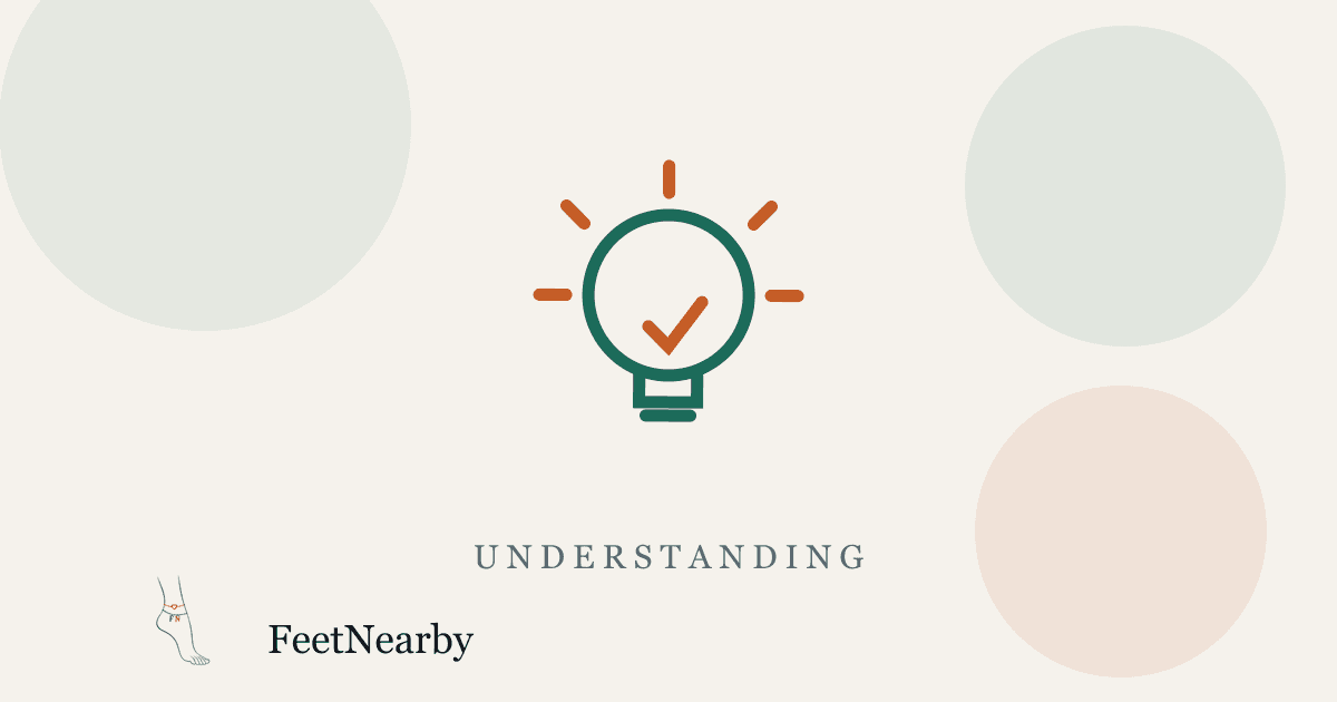 Illustrated card with a line-drawn lightbulb and checkmark in teal and orange — FeetNearby Understanding guide